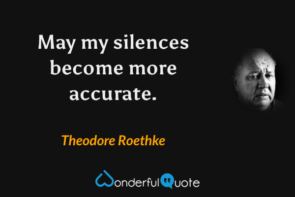 May my silences become more accurate. - Theodore Roethke quote.
