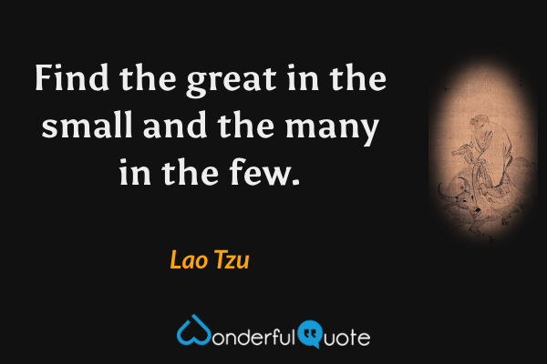 Find the great in the small and the many in the few. - Lao Tzu quote.